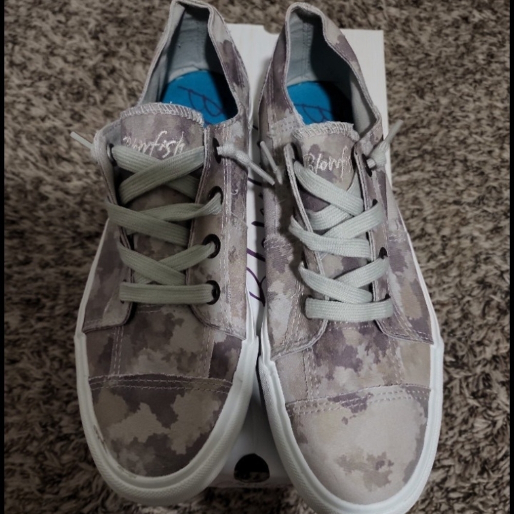 Camouflage Sneakers with White Soles